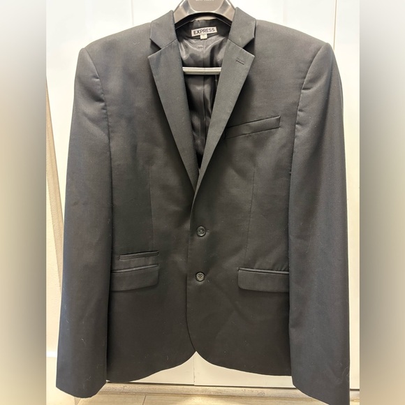 EXPRESS Photographer Slim Fit Mens Blazer Sport Coat Two Button Jacket 40R Black - Picture 1 of 5